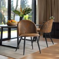 Juego de 4 sillas de comedor con asiento y respaldo suaves, con patas de metal macizo, para salón, dormitorio, cocina o comedor, ante marrón - details 100
