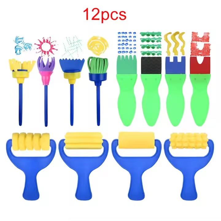 Cepillos de Pintura de Esponja para Niños, Herramientas de Dibujo para Niños, Pintura templana, Artesanías DIY - 1