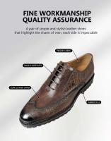 Hombres de cuero marrón de moda, zapatos de hombre transpirables de piel de vaca de capa superior, nuevo estilo cómodo, zapatos de patrón sólido de moda - details 6