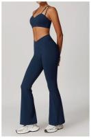 Traje de Yoga para gimnasio para mujer, conjunto deportivo ajustado transpirable, pantalones acampanados de entrenamiento, Camiseta deportiva de realce, conjunto de Yoga de manga larga, 2 uds. - details 5