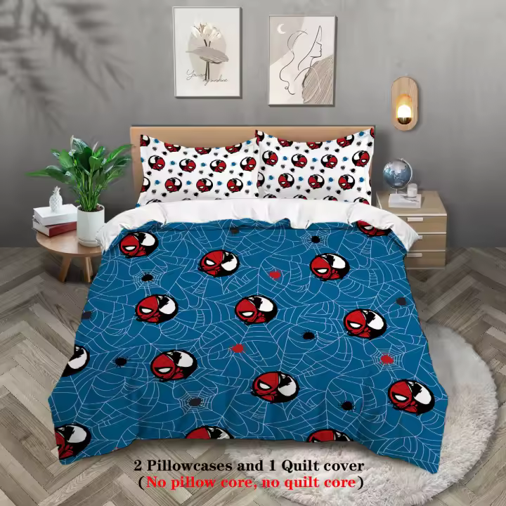 Juego de Funda de Edredón de Dibujos Animados 3pcs Microfibra Sackett Sin Núcleo, Incluye Funda de Edredón, Funda de Almohada - 1