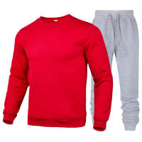 Suéter deportivo informal de dos piezas con cuello redondo para hombre y mujer, pantalones de otoño, color sólido - details 4
