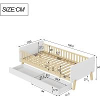 Cama infantil con 2 cajones, cama individual de madera maciza con somier (90 x 190 cm (blanco) - details 1