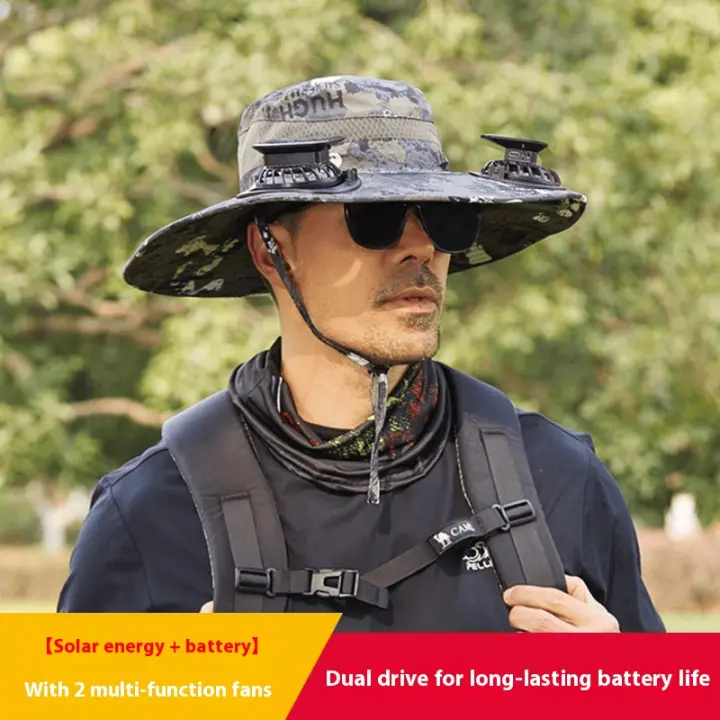 Gorra con Ventilador de Energía Solar Protección UV para Pesca Gorra de Bube de Acrílico para el Sol de Verano - 1