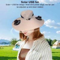 Ventilador solar de ala ancha, cubo solar con 2 ventiladores extraíbles, sombrero de protección UV, sombrero de verano para deportes al aire libre en la playa - details 3