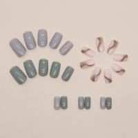 24 Piezas De Uñas Postizas Cortas Y Cuadradas Simples Y Moda Con 1 Pegamento De Uñas Y 1 Linterna W1059 Material De Resina - details 2