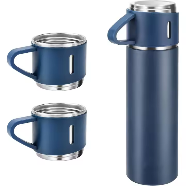 Termo de Café de Acero Inoxidable Botella Aislada de 500ml con Taza Ideal para Bebidas Frías y Calientes Tres Tazas - 1