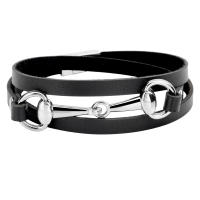 Brazalete de Aleación Tejido en 3 Huellas para Hombre Pulsera de Cuero Genuino con Diseño Moderno - details 4