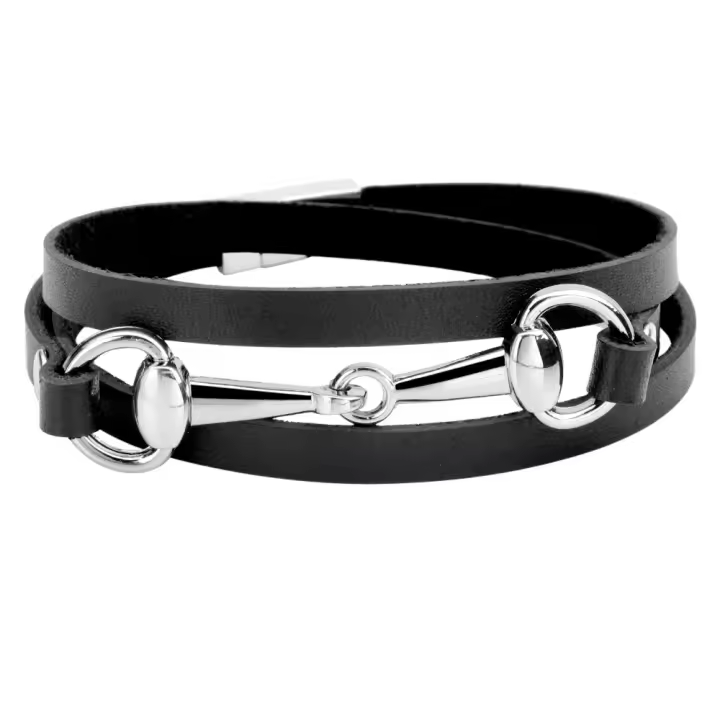 Brazalete de Aleación Tejido en 3 Huellas para Hombre Pulsera de Cuero Genuino with Diseño Moderno - 1