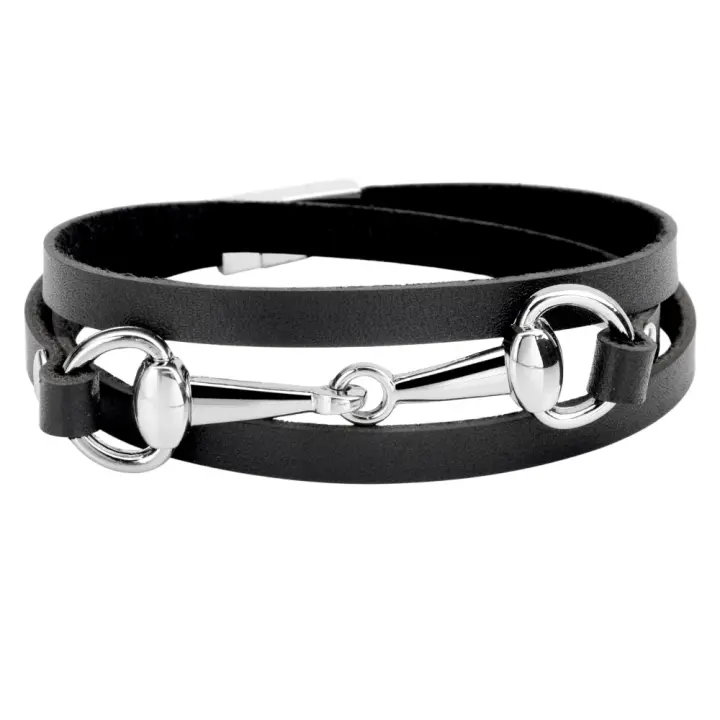 Brazalete de Aleación Tejido en 3 Huellas para Hombre Pulsera de Cuero Genuino with Diseño Moderno - 1