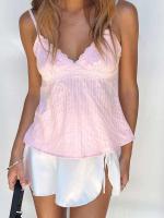 Combhasaki-Y2K Camisa sin mangas para mujer, tirantes finos estables, cuello en V, ence, patchwork, chaleco, tops de verano - details 6