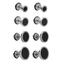 Pendientes redondos de estilo coreano para hombre, aretes negros de estilo Hip Hop, Color sólido, acero inoxidable, goteo de aceite, moda - details 7