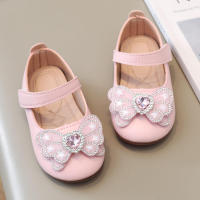 Zapatos de cuero para niñas pequeñas, zapatos planos informales de princesa dulce para niños, fiesta de boda, diamantes de imitación, mariposa, cristal, corazón, moda, nuevo suave - details 3