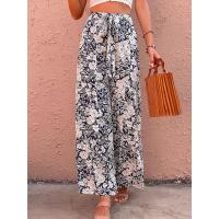 Pantalones de cintura alta con estilo floral cómodos para mujeres en verano - details 1