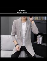 Suéter de otoño e invierno para hombre, suéter de punto, chaqueta, cárdigan largo para hombre, suéter de lana, suéter de color sólido - details 6