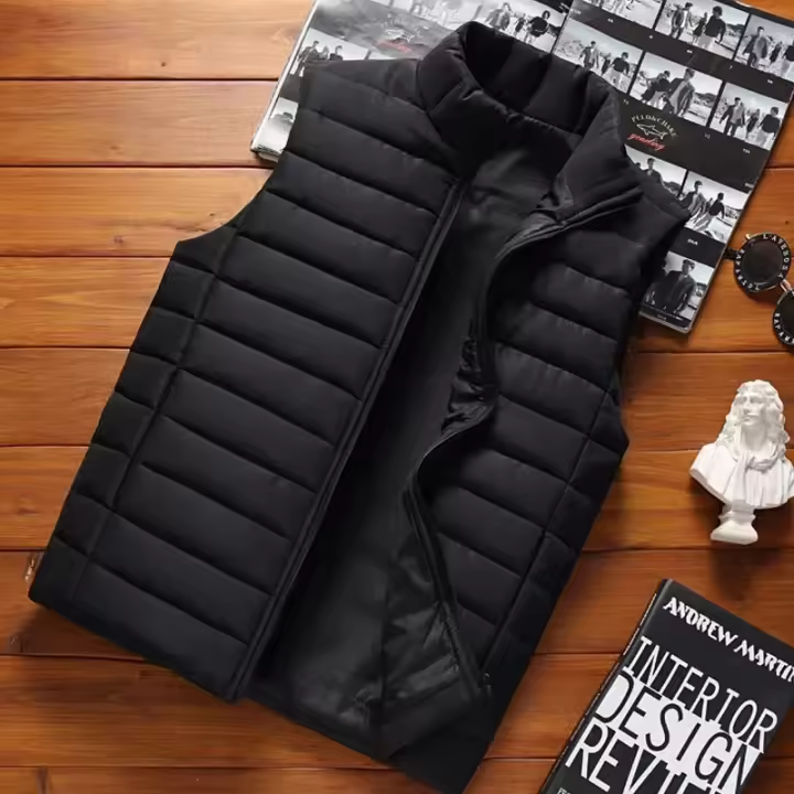 Chaleco Abrigo de Invierno para Hombres Cómodo y Calentito con Cuello Alto Padrido de Algodón - 1