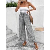 Pantalones de pierna ancha para mujer en verano Chic Moda elegante con cintura elástica y diseño floral - details 9
