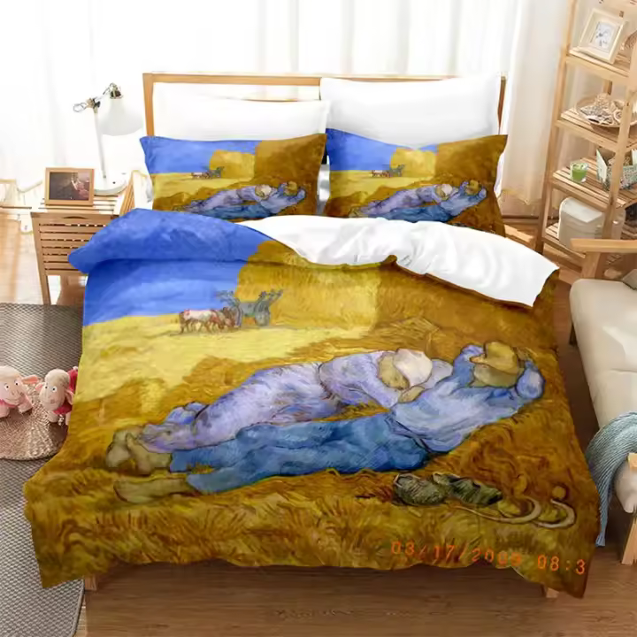 Juego de Cubierta de Edredón y Sábanas con Pintura Moderna Clásica de Van Gogh Noche Estrellada Tamaño Queen Decorativo 3 Piezas - 1