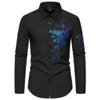 Camisa de Manga Larga con Estampado de Flor Camisas Casuales para Hombres en Otoño - details 18