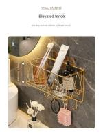 Repisa para baño, estante de iluminación para artículos de tocador de hierro perforado, gancho para champú, organizador de gel de ducha, estante a prueba de óxido - details 4