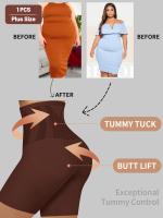 1 juego de ropa interior de mujer de talla grande, cintura alta, control de barriga, moldeado y levantamiento, sin costuras, cortos cuadrados. - details 8