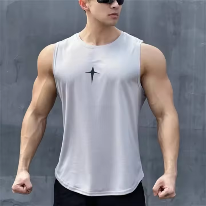 Camisetas sin mangas con estampado de estrellas para hombre, chaleco deportivo sin mangas con estampado 3D para gimnasio, camisetas informales de secado rápido para Fitness - 1