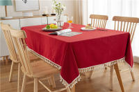 Mantel de Comedor de Hogar de Granja de Color Sólido Tela Cuadrada de Algodón con Borla - details 7