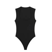 OUWU - Traje de baño negro sin mangas para mujer, traje de baño de una pieza con cuello cuadrado, lencería sexy, color blanco - details 5
