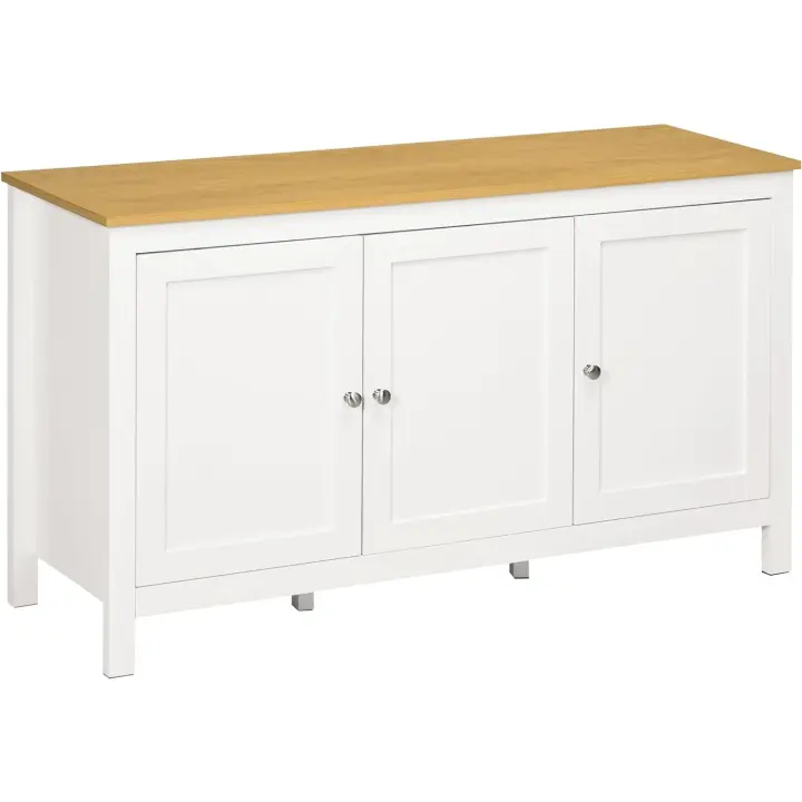 Aparador de cocina con 3 puertas, aparador de salón con estantes ajustables para comedor, estilo moderno, 120x40x70 cm, blanco - 1