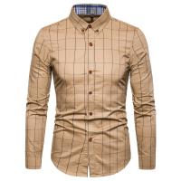 Camisa de algodón para hombre, camisa de manga larga a cuadros, informal, de negocios, ajustada, para oficina, 1311 - details 7