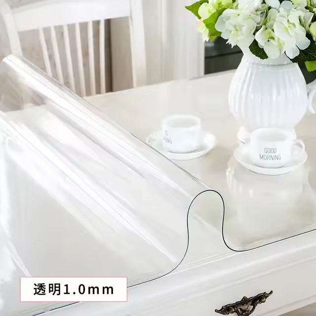 Mantel transparente de PVC, cubierta protectora de 3,0mm de grosor, transparente, impermeable - 1