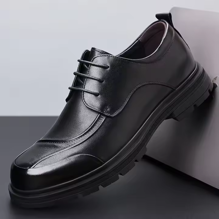 Primera capa de cuero de vaca zapatos de cuero de negocios de la moda masculina de primavera y la comodidad de la cabeza grande de cuero de gama alta boda novio zapatos - 1