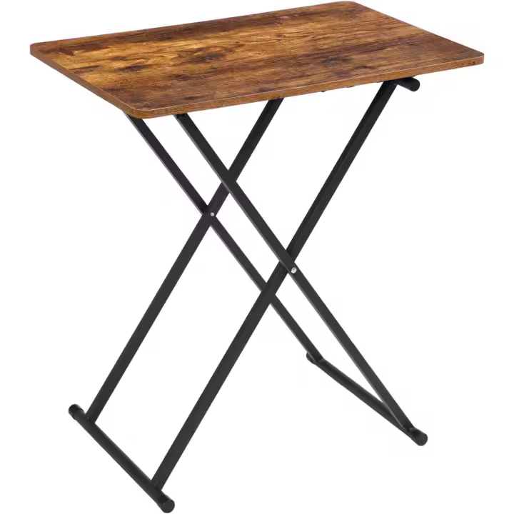 Mesa Plegable Ajustable de Altura Estilo Rústico Marrón Ideal para Sofá y Escritorio Portátil - 1
