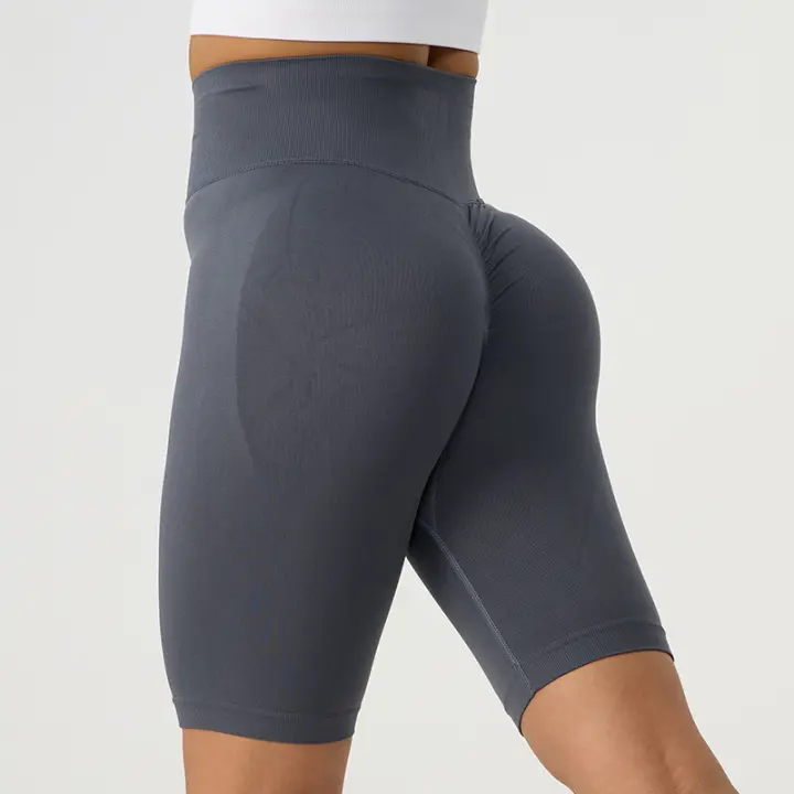 Pantalones Cortos de Yoga para Mujeres FKAFIT Cintura Alta Push Up Sin Costuras Material Exterior de Nylon Adecuados para Gimnasio Ciclismo y Yoga - 1