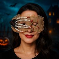 Máscara de ojos para Halloween, parche para ojos, Cosplay, puesta en escena, máscara de mano de calavera de Halloween, accesorios divertidos para fiesta, máscara de media cara para Cosplay - details 8