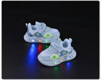 Nuevos zapatos de malla luminosos de primavera y otoño para niños y niñas, zapatos de bebé con suela suave iluminada, zapatos deportivos casuales con velcro para niños a la moda - details 8