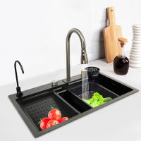 Fregadero de cocina de acero inoxidable 304, fregadero individual grande con tubo de drenaje, lavabo plateado de 29,5x17,7 x 8.3in - details 15