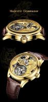Reloj Mecánico de Lujo AESOP Skeleton Tourbillon Dorado Reloj Automático Impermeable con Correa de Cuero Categoría de Formal para Hombres - details 5
