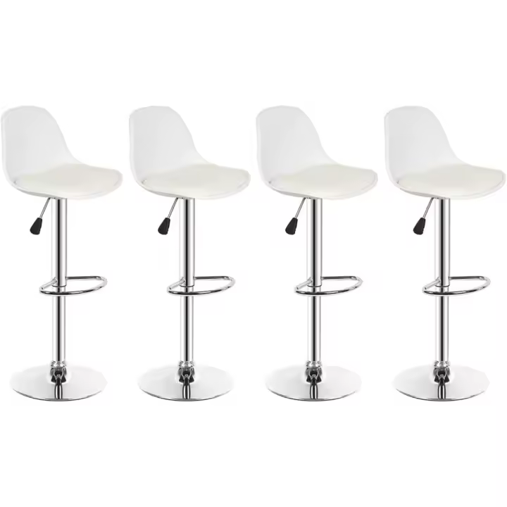 Cocina Regulable en Altura Taburetes de Bar con Respaldo Cuero Sintético+Plástico Sillas Altas Taburete - 1
