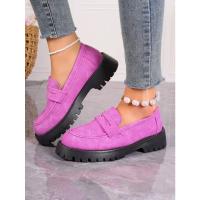 Zapatos de plataforma rosa para mujer, mocasines informales de fondo grueso, color caqui, púrpura - details 37