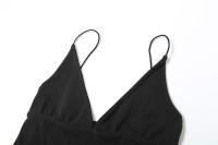 BUNO-vestido de tirantes finos con escote en V profundo y bufanda, minivestido de malla Irregular para mujer, camisola ajustada de cintura alta elegante, novedad - details 9