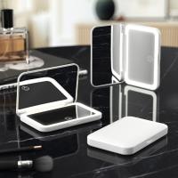 Mini espejo de maquillaje plegable compacto, espejos de tocador estéticos portátiles con aumento, iluminación de 3 colores, espejo cosmético regulable para viaje - details 6