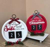 Calendario de Navidad con cuenta atrás artesanías de madera, adornos redondos, calendario de Navidad - details 0