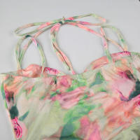 BUNO-Vestidos fruncidos para mujer con estampado floral, vestido elegante dividido a la moda para vacaciones de verano - details 6