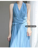 Vestido Largo de Crepé de Melocotón en Flor para Mujer verano 2025 Cuello en Capucha, Acolchado y Adelgazante Diseño Moda de Verano - details 9