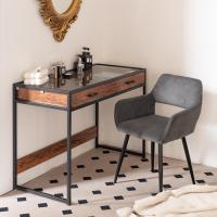 Juego de 2 Sillas de Comedor Vintage Retro Tapizadas en Gamuza con Reposabrazos y Patas Metálicas para Cocina/Salón - details 26