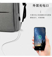 Mochila de negocios de doble tirón, color sólido con USB, bolsa de ordenador simple - details 5
