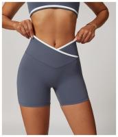 Pantalones cortos de Yoga cruzados de cintura alta, ajustados y Nude, pantalones deportivos de levantamiento de cadera de melocotón, pantalones de Fitness al aire libre para mujer - details 8