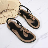 Sandalia Verano 2025 Sandalias para mujer Zapatos planos extragrandes tejidos con cuentas de madera - details 1