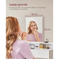 Mesa de Maquillaje con Espejo Grande, Gabinete con 2 Cajones y 3 Compartimentos, Estilo Moderno, Blanco - details 20
